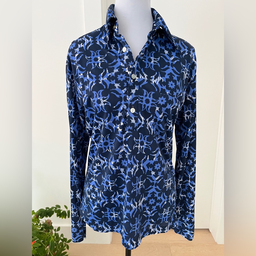 VINTAGE Seaforth Pullover Blouse 100% Arnel Made Canada Dagger Collar Disco 70's